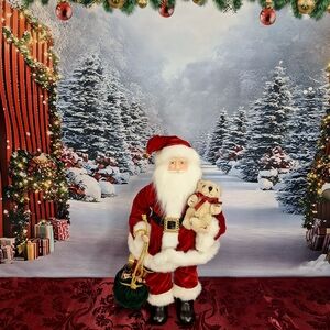 JCPENNEY Red and White Santa Figure with Teddy bear